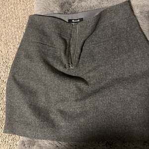 Madewell Gray Wool Blend Mini Skirt with Exposed O-Ring Front Zipper
